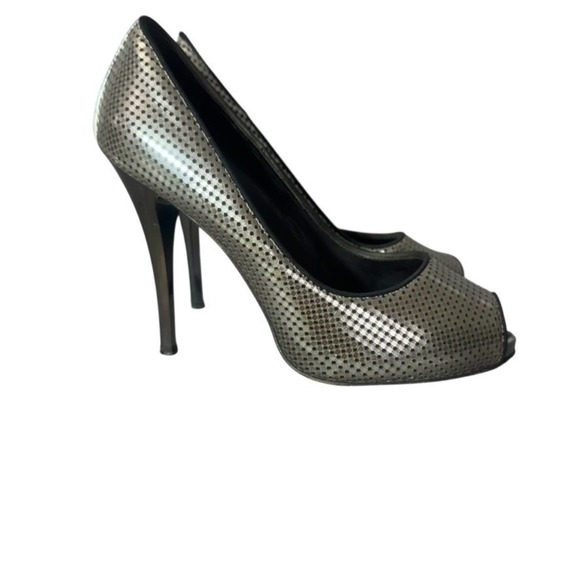 Giuseppe Zanotti Silver Metallic Peep-Toe Pumps‎ Size 38.5 - Picture 2 of 16